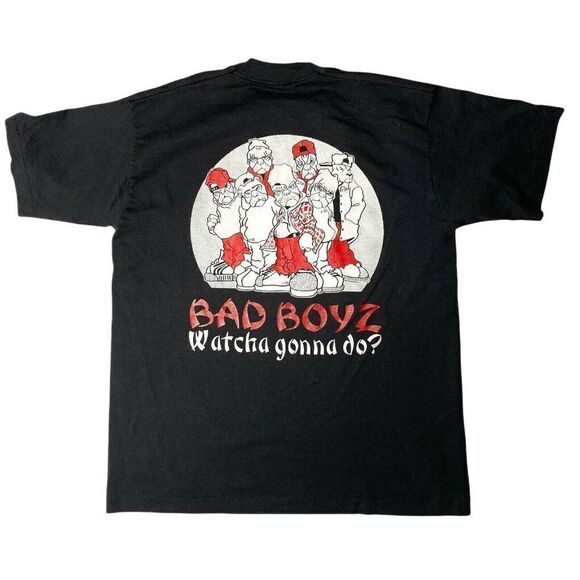 VTG Best Fruit of the Loom T-Shirt Bad Boys Black Short Sleeve Single Stitch - Picture 1 of 11
